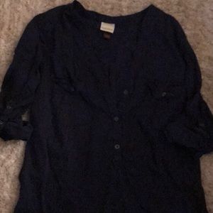 Sonoma Ladies Blue partial Buttondown Shirt-Large